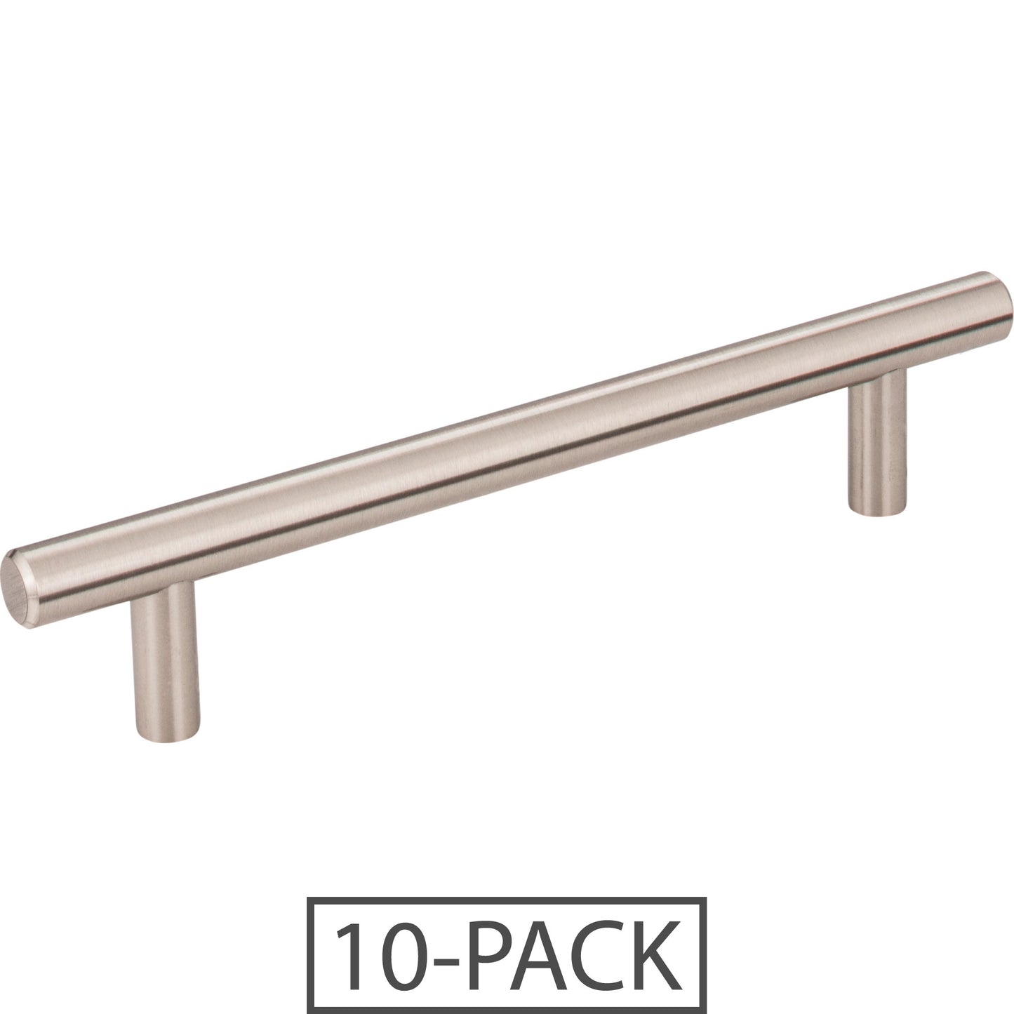 Elements 176-10 Naples 10-Pack of the 176 mm (6-15/16") Overall Length 7/16" Diameter Steel Cabinet Bar Pull with Beveled Ends. Holes are 128 mm center-to-center.
