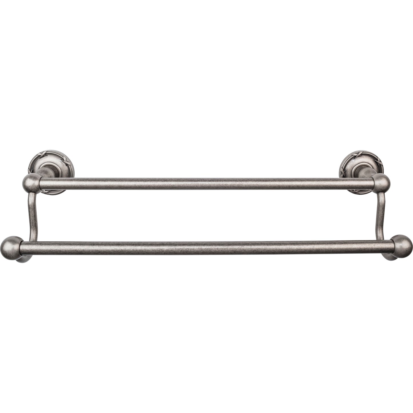 Top Knobs ED7APE Edwardian Bath Towel Bar 18 Inch Double - Ribbon Bplate Antique Pewter