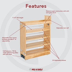 Rev-A-Shelf 8 in Base Cabinet Organizer Soft-Close 448-BCBBSC-8C