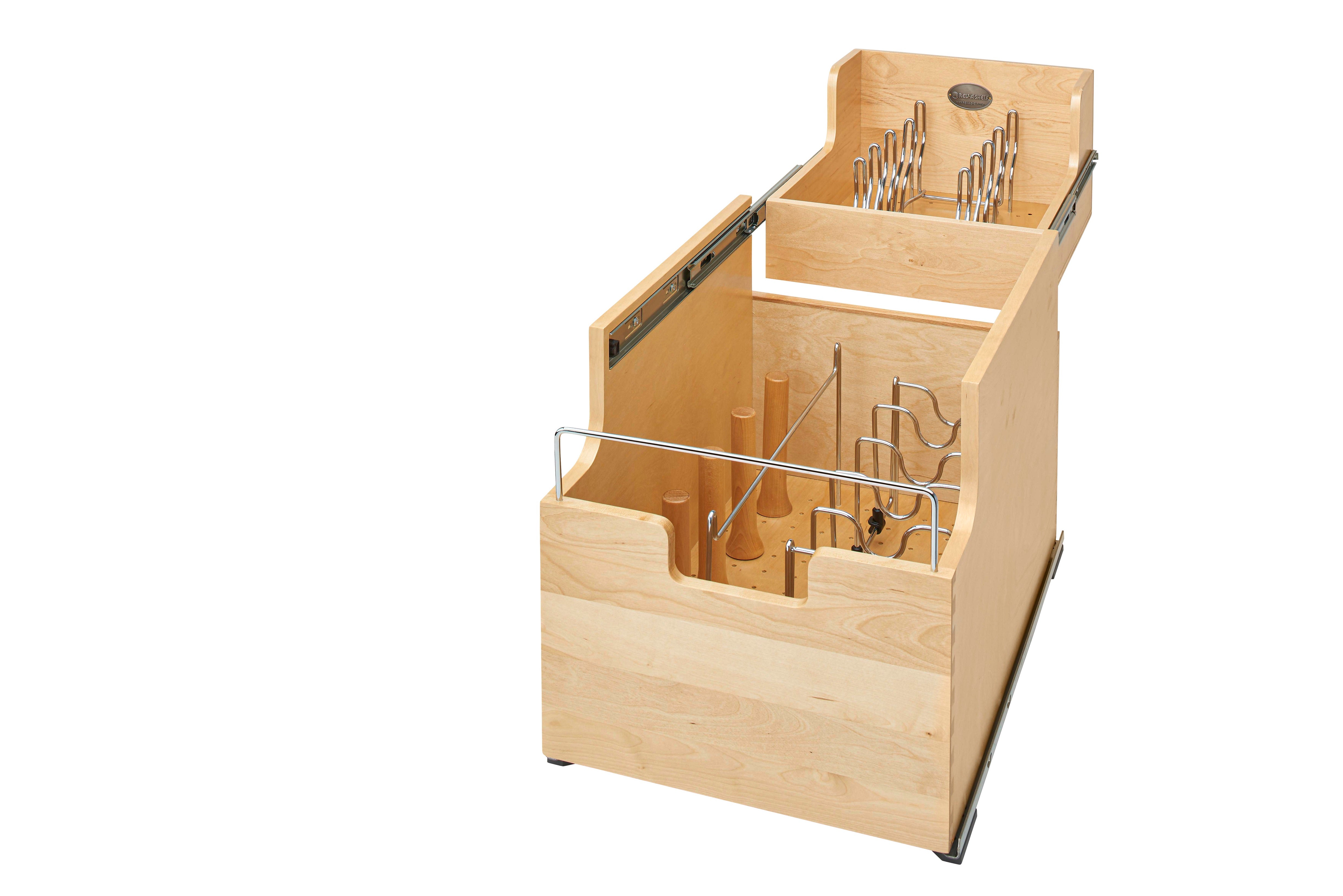 Rev-A-Shelf 4CW2-18SC-1 14.5" Two-Tier Wood Cookware Organizer