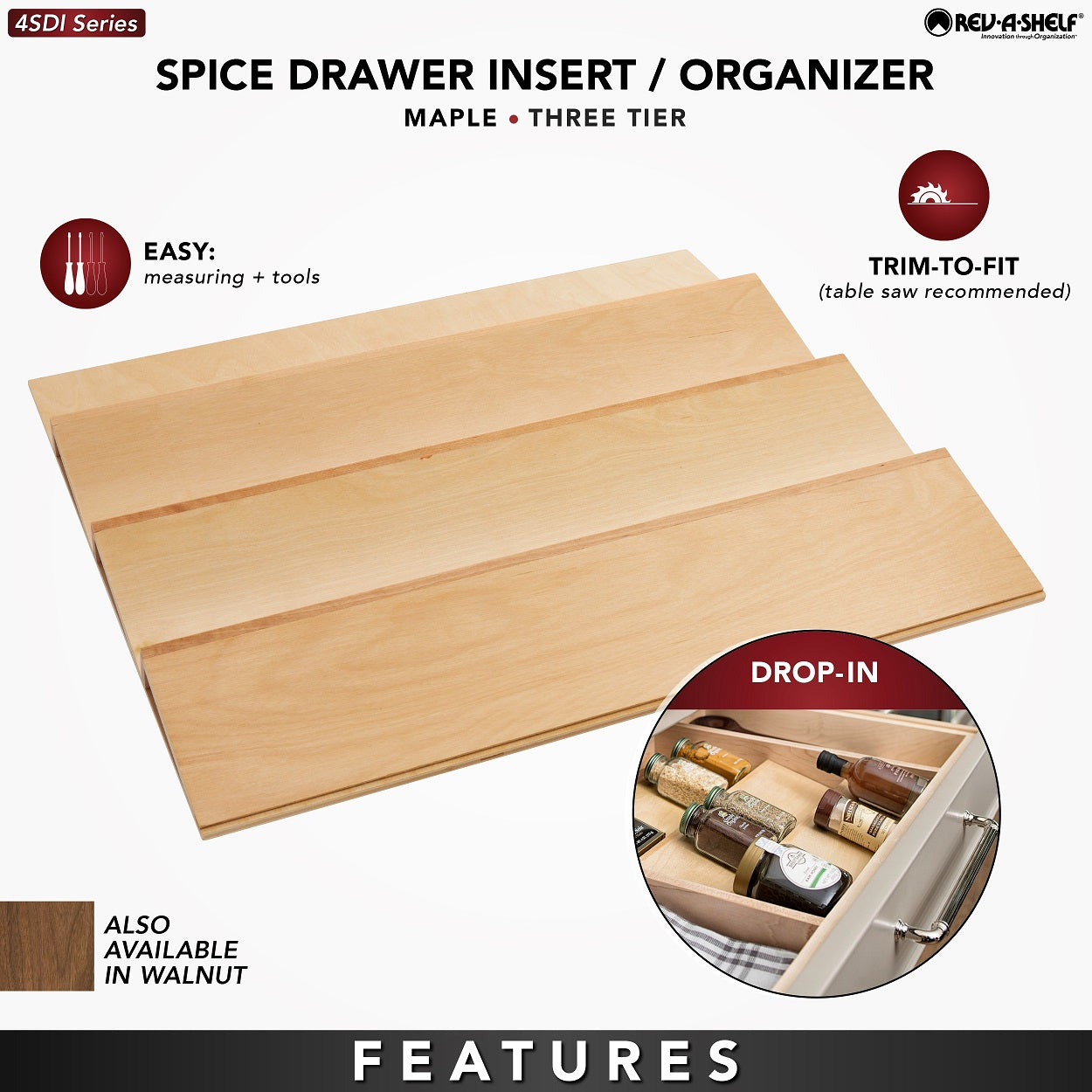 Wood Spice Drawer Insert