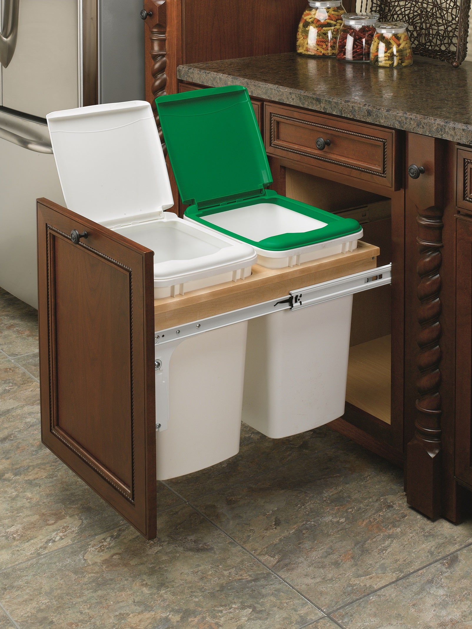 Rev-A-Shelf Double 35 Quart Top mount Waste Container (1-1/2" face frame) 4WCTM-18DM2