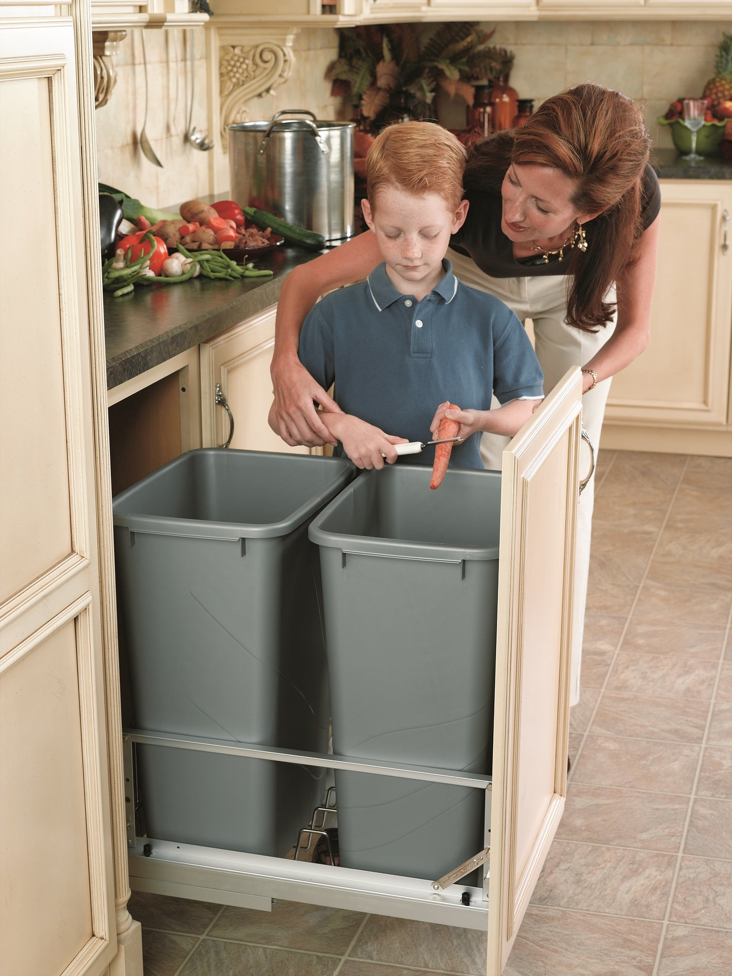 Rev-A-Shelf Double 50 Quart Pull-Out Waste Containers 5349-2150DM-217