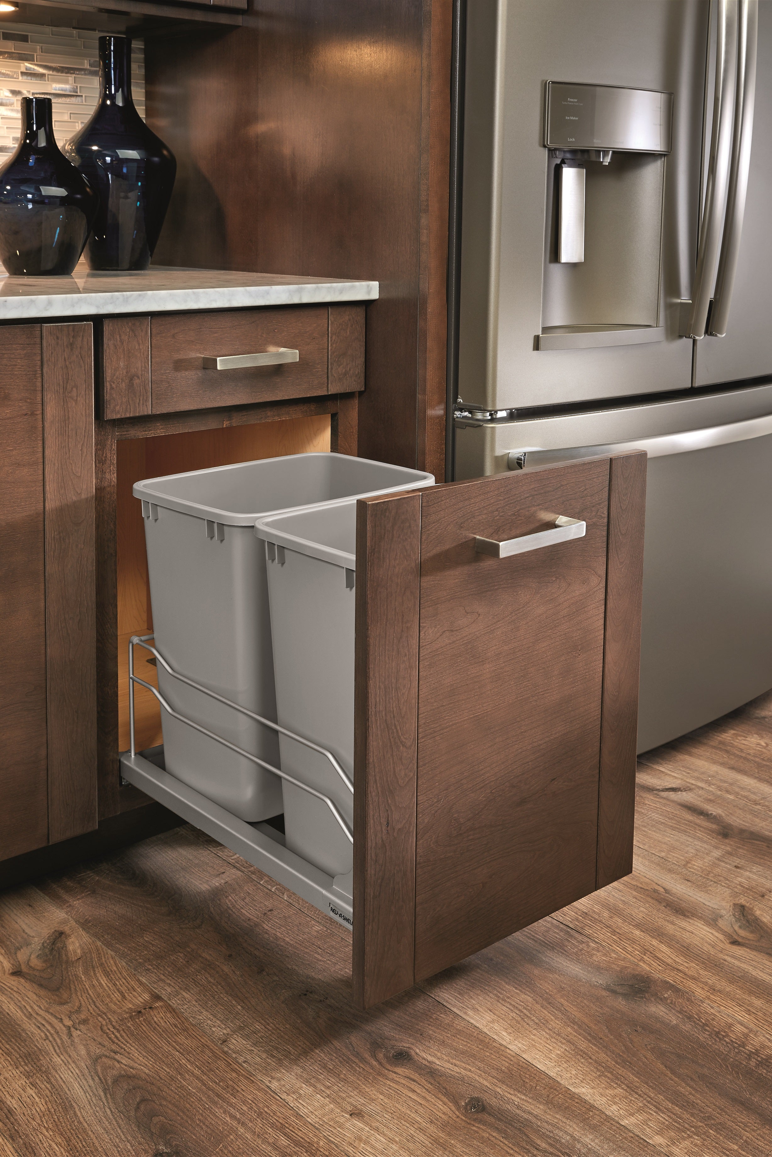Rev-A-Shelf Double 27 Quart Pull-Out Waste Container Soft-Close 53WC-1527SCDM-217