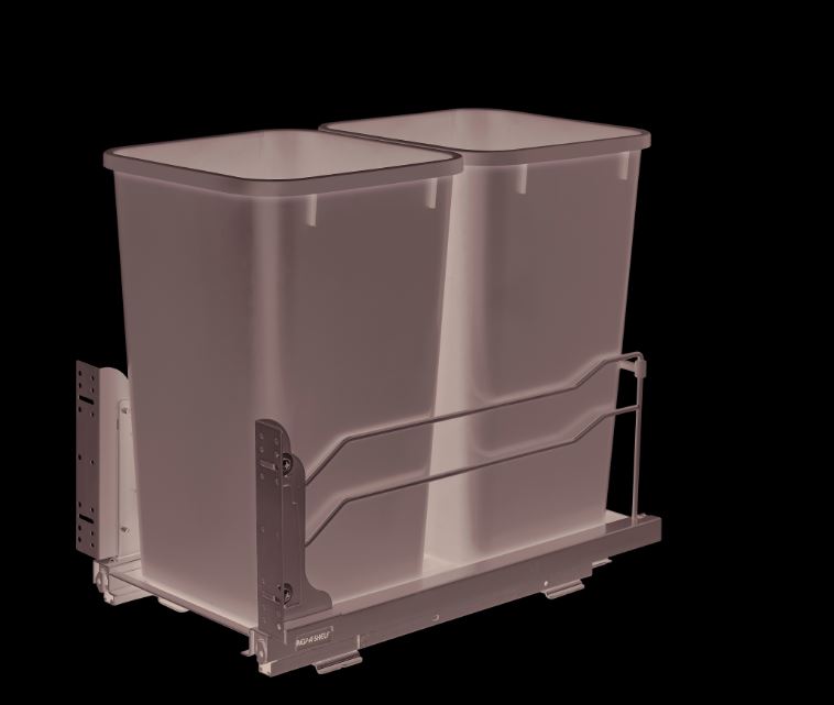 Rev-A-Shelf Double 27 Quart Pull-Out Waste Container Soft-Close 53WC-1527SCDM-217