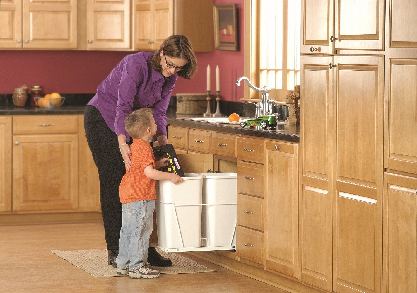 Rev-A-Shelf Double 27 Quart Pull-Out Waste Containers RV-15PB-2 S