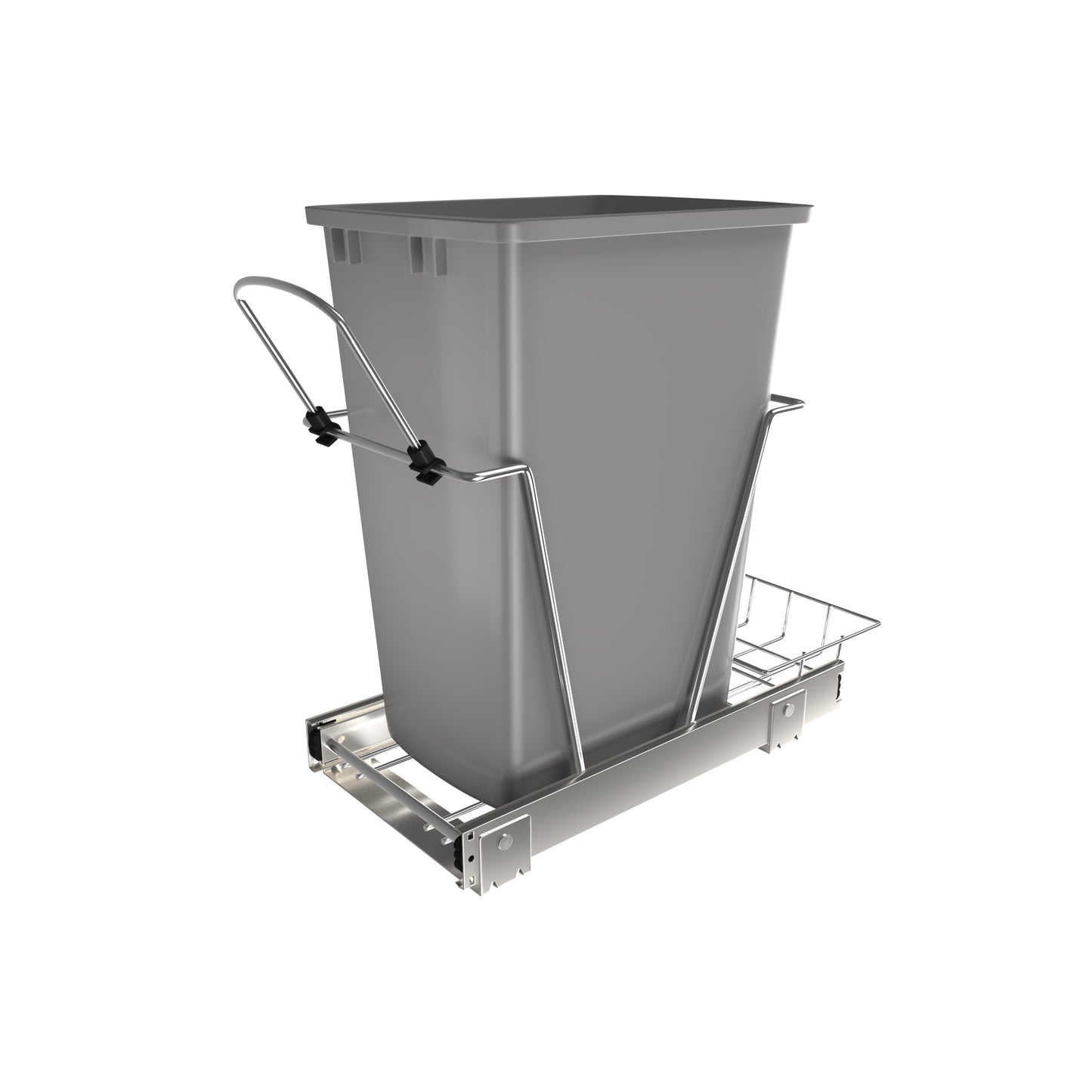 Rev-A-Shelf / RV-12KD-17C S / Chrome Steel Pullout Waste/Trash Container w/ Rear Basket Storage